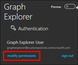 Select Modify Permissions in the Graph Explorer