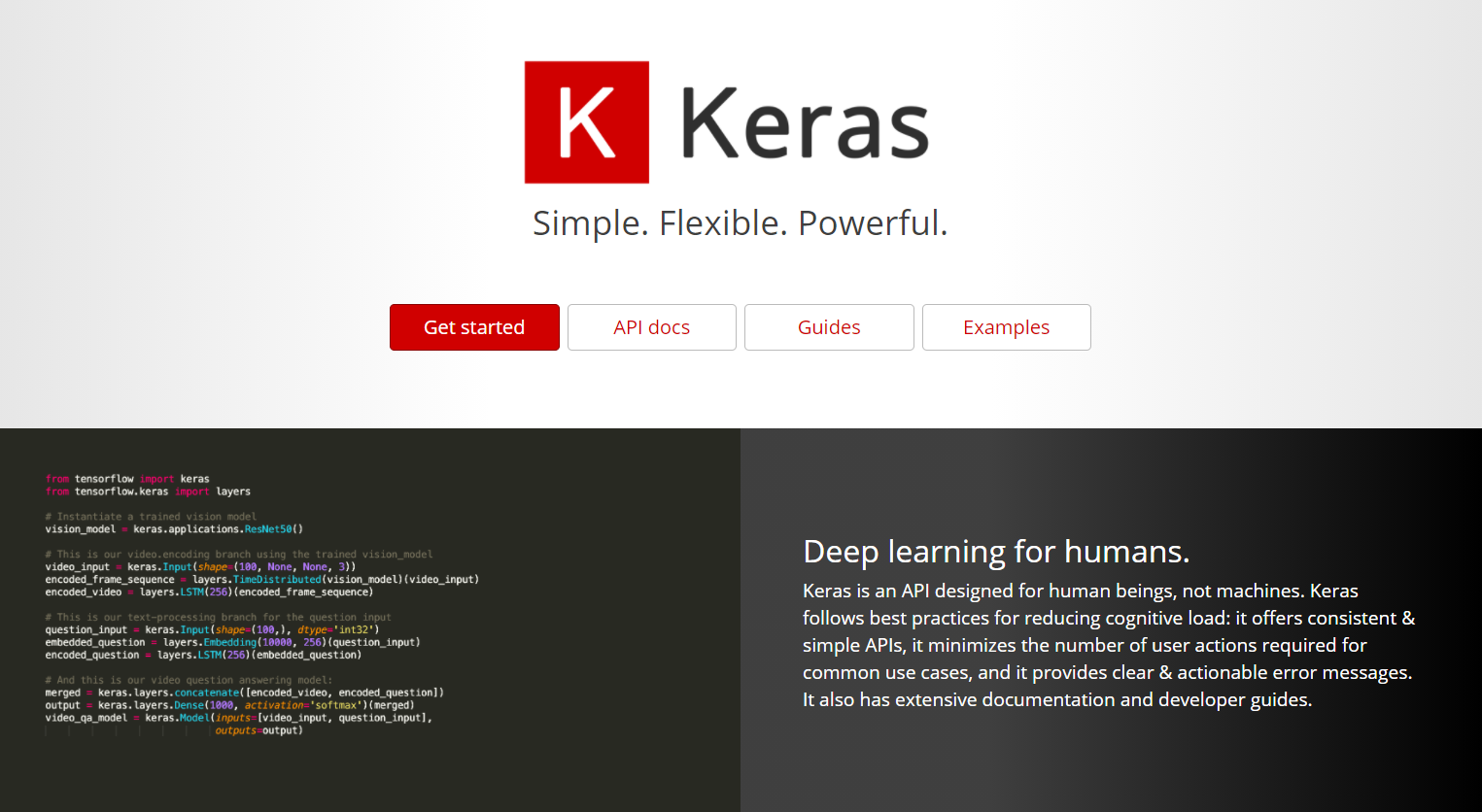Keras home page